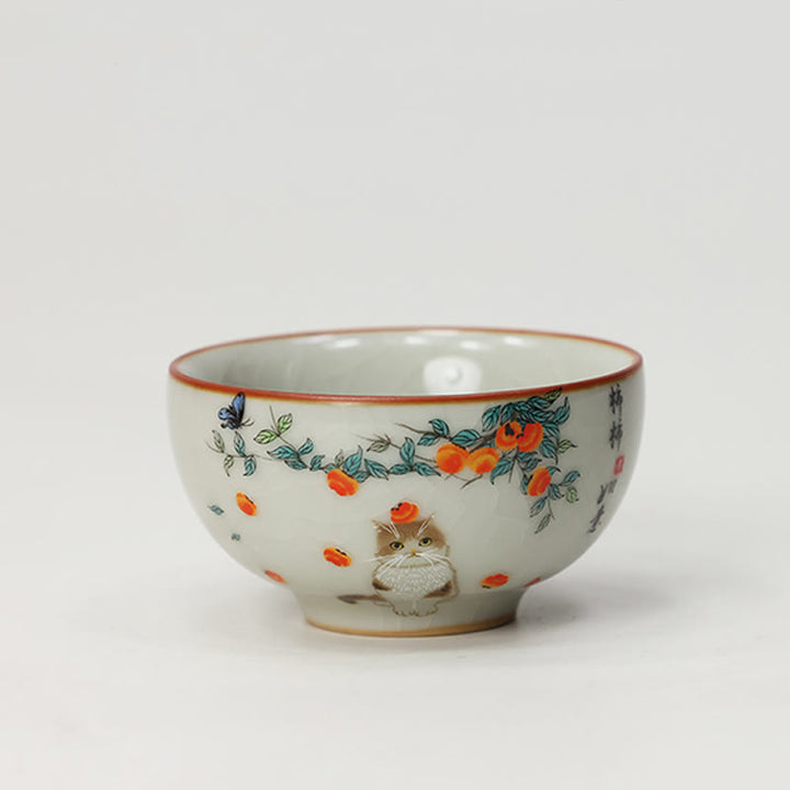 Buddha Stones Süße Katze Schmetterling Teetasse Kung Fu Teetasse - Katze 2,55 Zoll * 1,45 Zoll * 1,86 oz (6,5 cm * 3,7 cm * 55 ml) - image 9