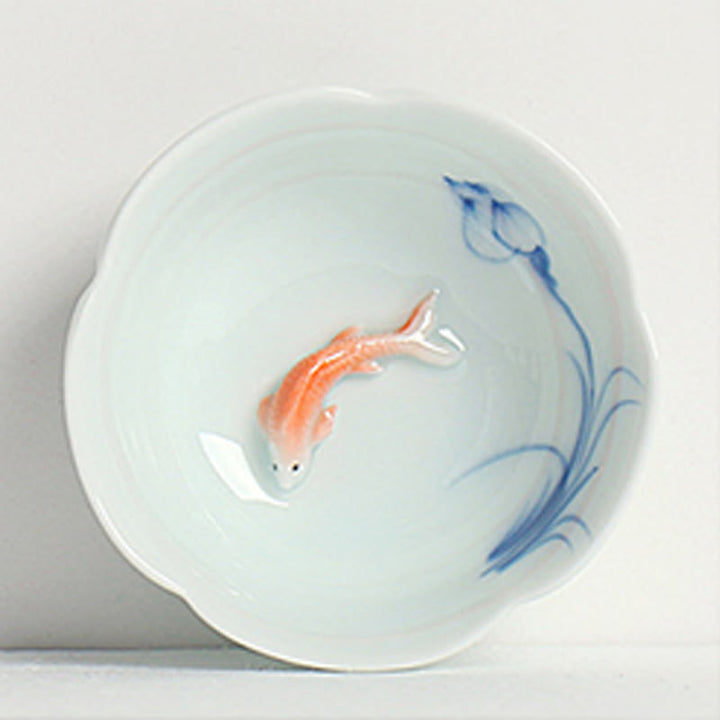 Buddha Stones ​​Koi Fisch Lotus Hand Teetasse Kung Fu Teetasse - Roter Koi-Fisch & Blauer Lotus 8,8 cm * 3 cm * 3,5 cm - image 5