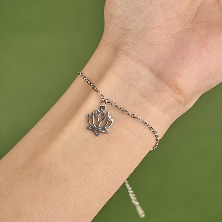 Buddha Stones Lotus Muster Titan Stahl Erleuchtung Armband - image 3