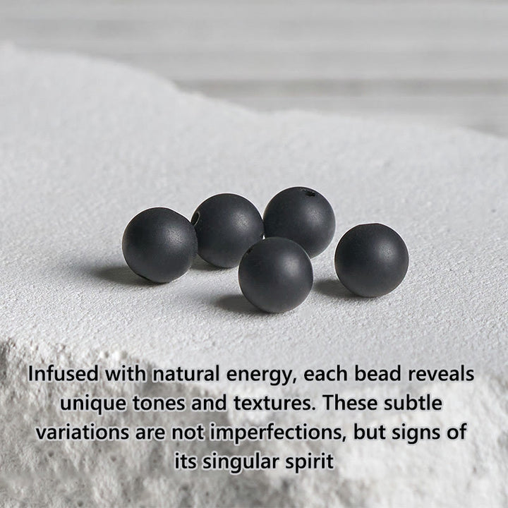 Buddha Stones Natürlicher mattierter schwarzer Onyx Quadrat Lavastein Glücksarmband - image 7