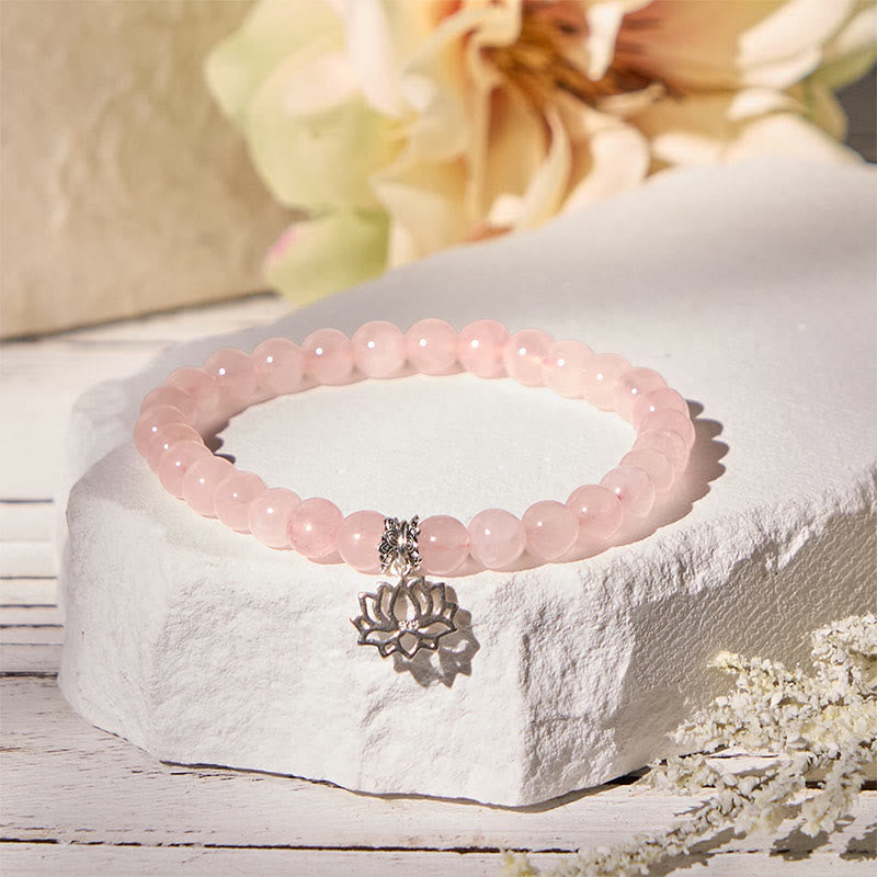 Buddha Stones 925 Sterling Silber Lotus Design Natürlicher rosa Kristall Beruhigendes Armband - image 10