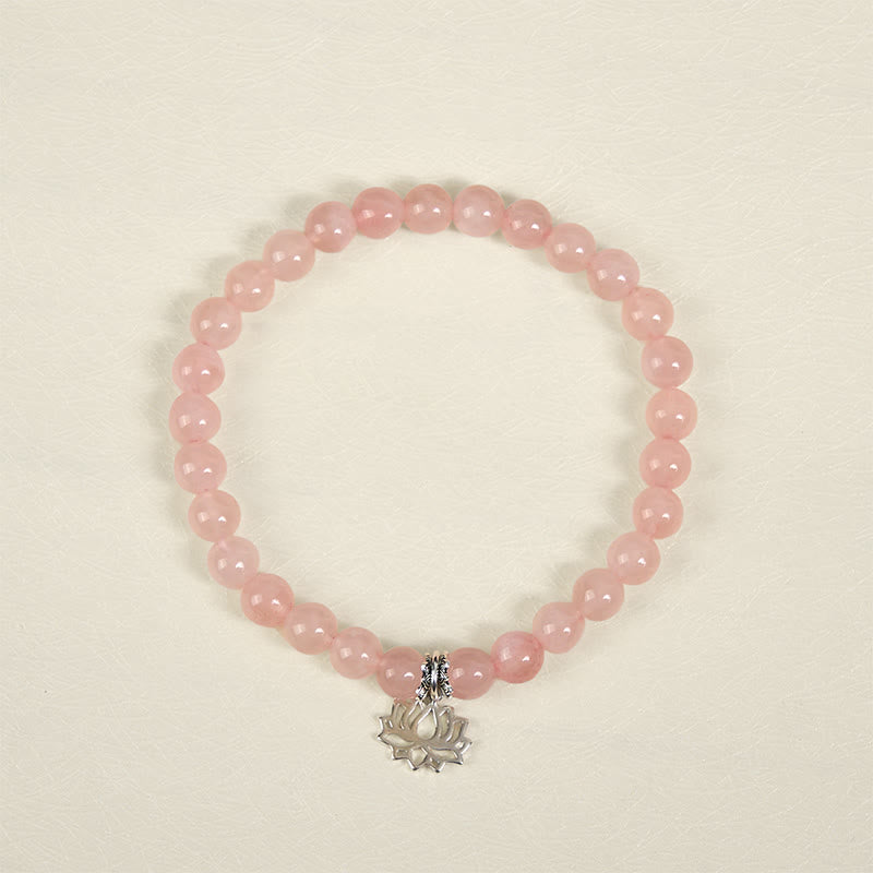 Buddha Stones 925 Sterling Silber Lotus Design Natürlicher rosa Kristall Beruhigendes Armband - image 11