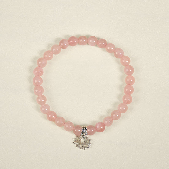 Buddha Stones 925 Sterling Silber Lotus Design Natürlicher rosa Kristall Beruhigendes Armband - image 11