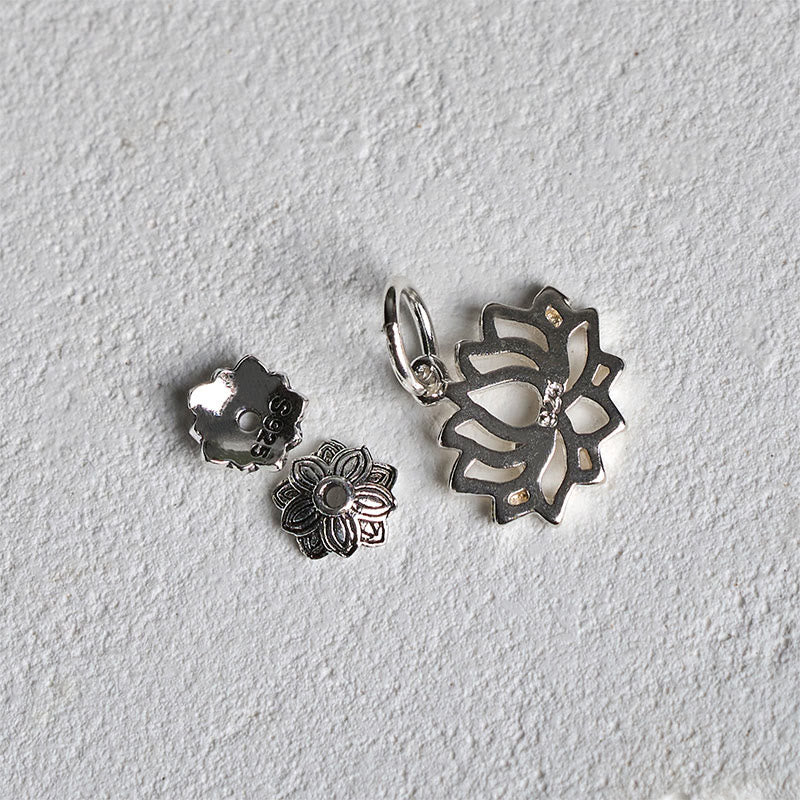 Buddha Stones 925 Sterling Silber Lotus Design Natürlicher weißer Türkis Reichtum Armband - image 16