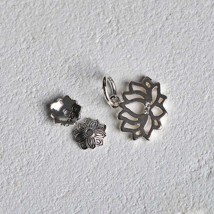 Buddha Stones 925 Sterling Silber Lotus Design Natürlicher weißer Türkis Reichtum Armband - image 16