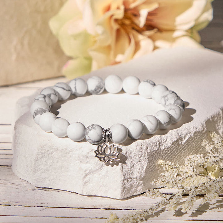 Buddha Stones 925 Sterling Silber Lotus Design Natürlicher weißer Türkis Reichtum Armband - image 11