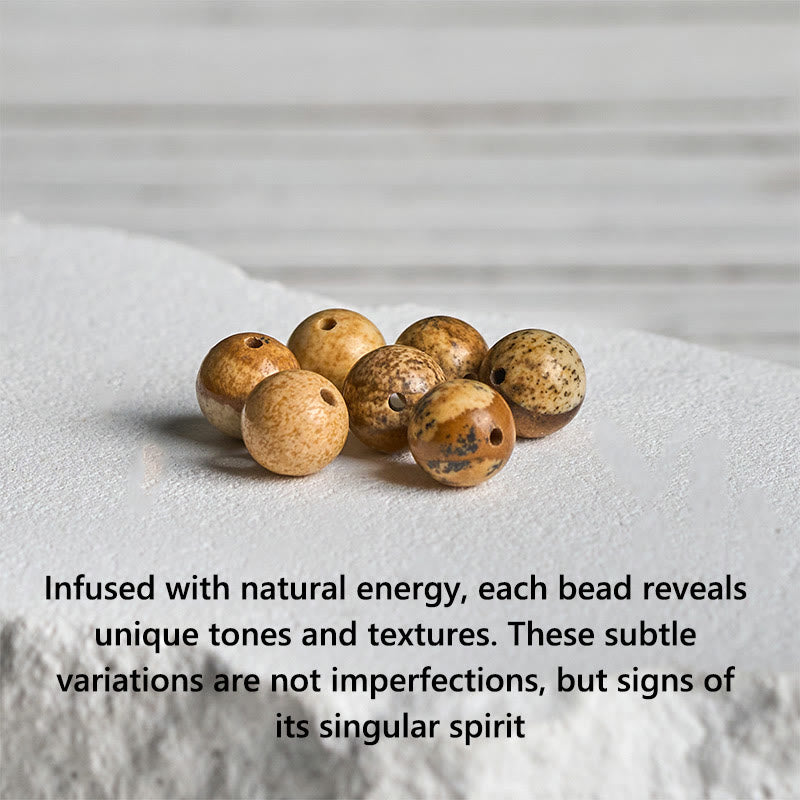 Buddha Stones Natürlicher mattierter schwarzer Onyx Bildjaspis Glücksarmband - image 7