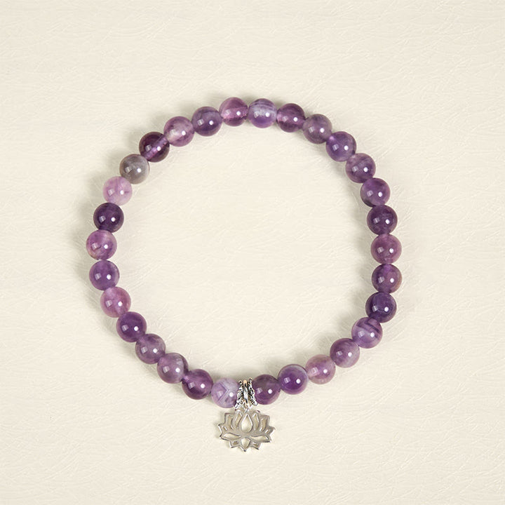 Buddha Stones Armband aus 925er Sterlingsilber mit Amethyst und Lotus-Design, natürliche Balance-Perlen - image 12