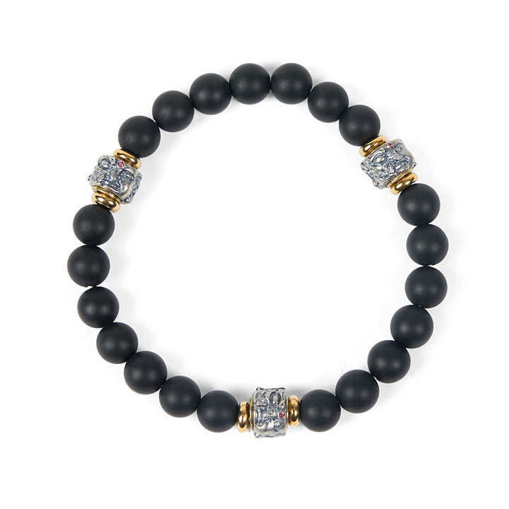 Buddha Stones Armband zum Schutz des Buddha-Gesichts aus natürlichem, mattiertem schwarzem Onyx - image 6