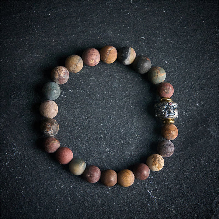 Buddha Stones Natürlicher Picasso-Jaspis Buddha-Gesicht-Energiearmband - image 2