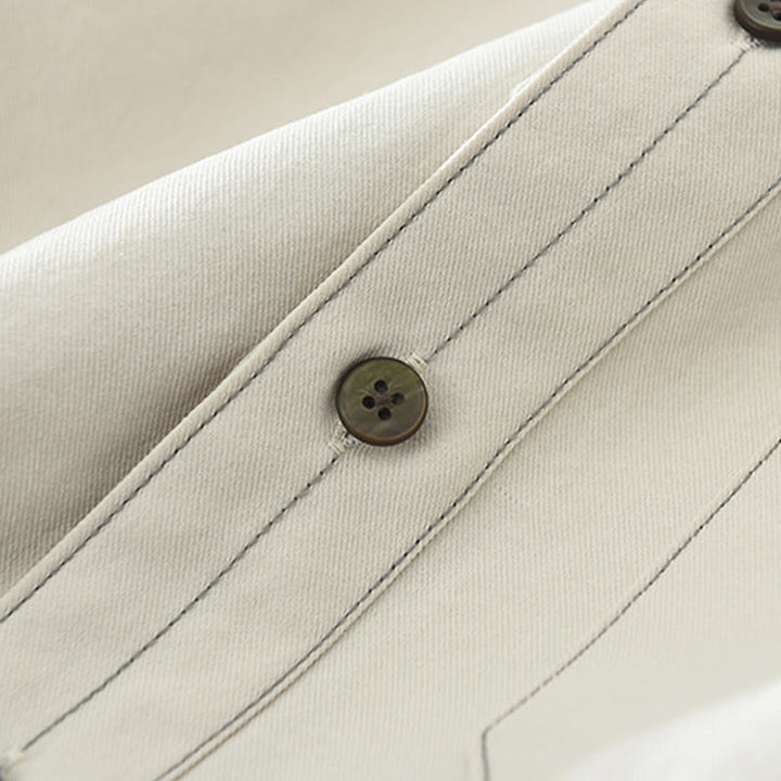 Buddha Stones Commute Buttons Langarm Plain Shirt Herren Kleidung mit Tasche - image 8