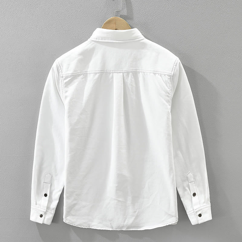 Buddha Stones Commute Buttons Langarm Plain Shirt Herren Kleidung mit Tasche - image 2