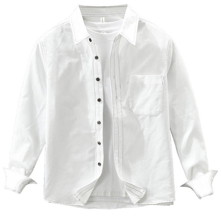 Buddha Stones Commute Buttons Langarm Plain Shirt Herren Kleidung mit Tasche - image 3