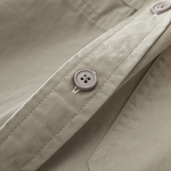 Buddha Stones Daily Plain Buttons Design Herren Langarmhemd aus reiner Baumwolle mit Taschen - image 7