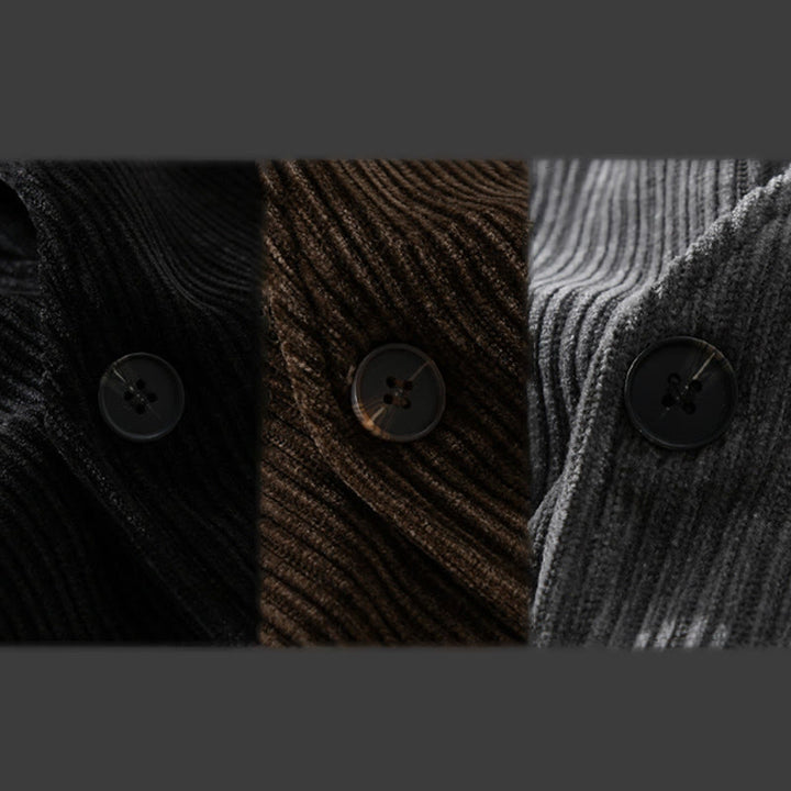 Buddha Stones Commute V-Ausschnitt Einfaches geripptes Texturdesign Langarm Herrenjacke - image 22