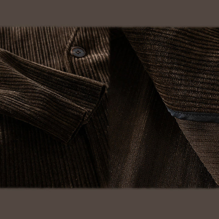 Buddha Stones Commute V-Ausschnitt Einfaches geripptes Texturdesign Langarm Herrenjacke - image 11