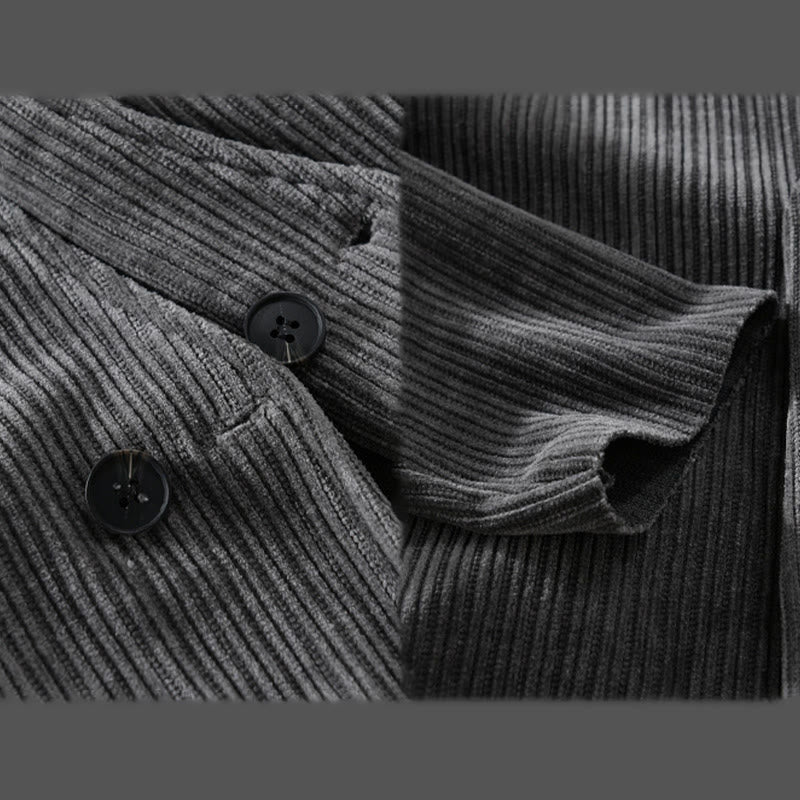 Buddha Stones Commute V-Ausschnitt Einfaches geripptes Texturdesign Langarm Herrenjacke - image 6