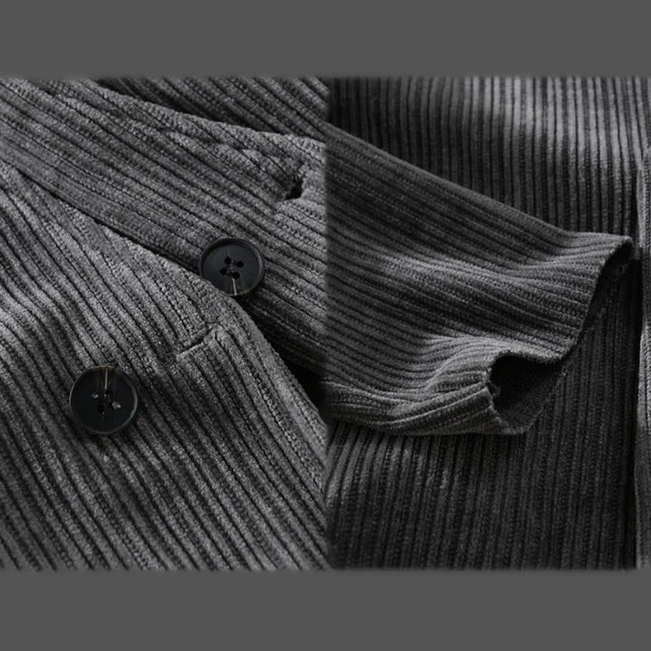 Buddha Stones Commute V-Ausschnitt Einfaches geripptes Texturdesign Langarm Herrenjacke - image 6