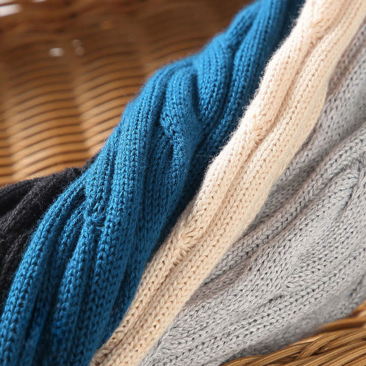 Buddha Stones Winter Strukturierter Herren-Langarmpullover aus Baumwolle mit hohem Kragen und Reißverschluss - image 17