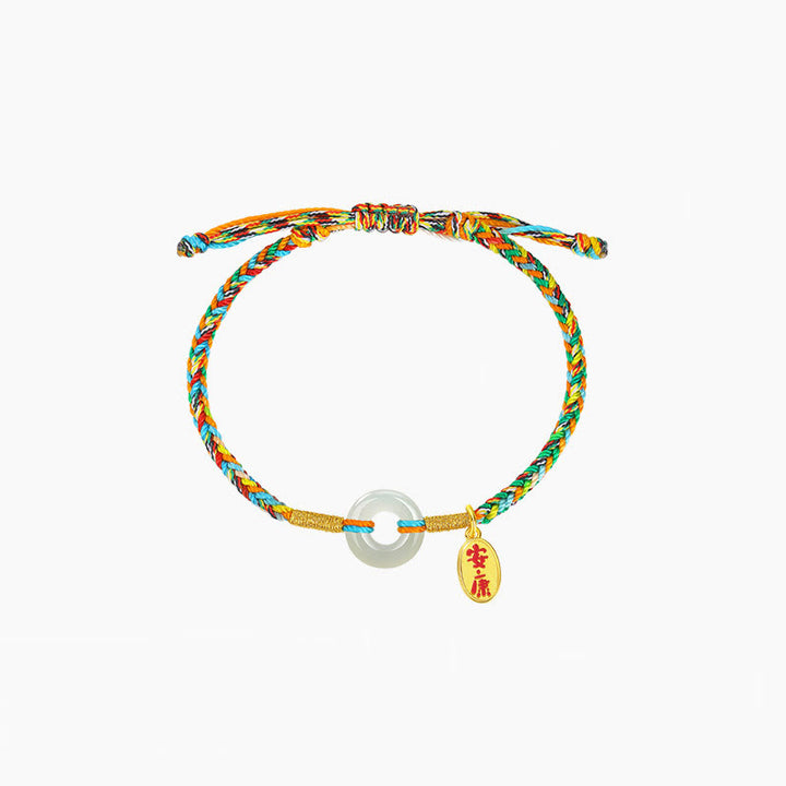 Buddha Stones Handgemachtes Peace Buckle Jade Prosperity 925 Sterling Silber Buntes Seilarmband - Kinderstil * 1 - image 7