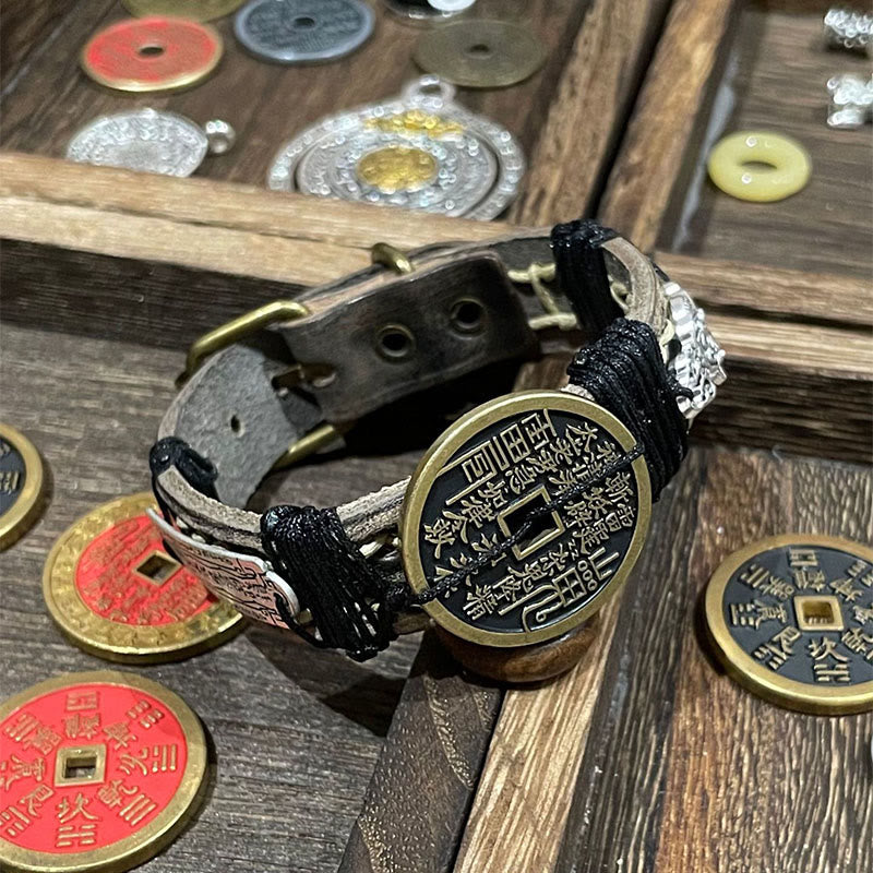 Buddha Stones Pixiu Mountain Ghosts Geld ausgeben Glück Leder Uhrenarmband  - image 2