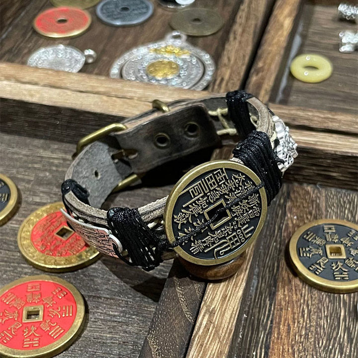 Buddha Stones Pixiu Mountain Ghosts Geld ausgeben Glück Leder Uhrenarmband  - image 2
