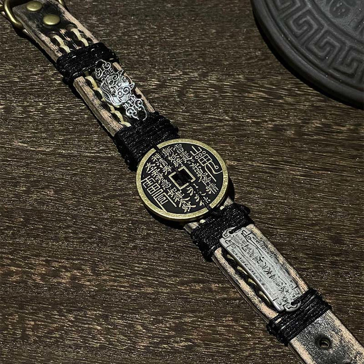 Buddha Stones Pixiu Mountain Ghosts Geld ausgeben Glück Leder Uhrenarmband  - image 3