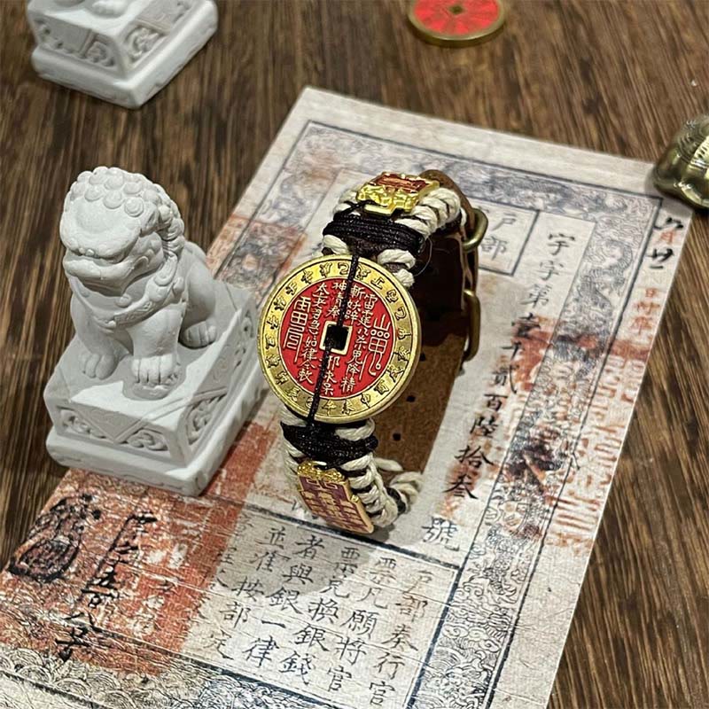 Buddha Stones Mountain Ghosts Spend Money Power Leder Uhrenarmband  - Red Mountain Ghosts geben Geld aus (Handgelenkumfang: 15–18 cm) - image 1