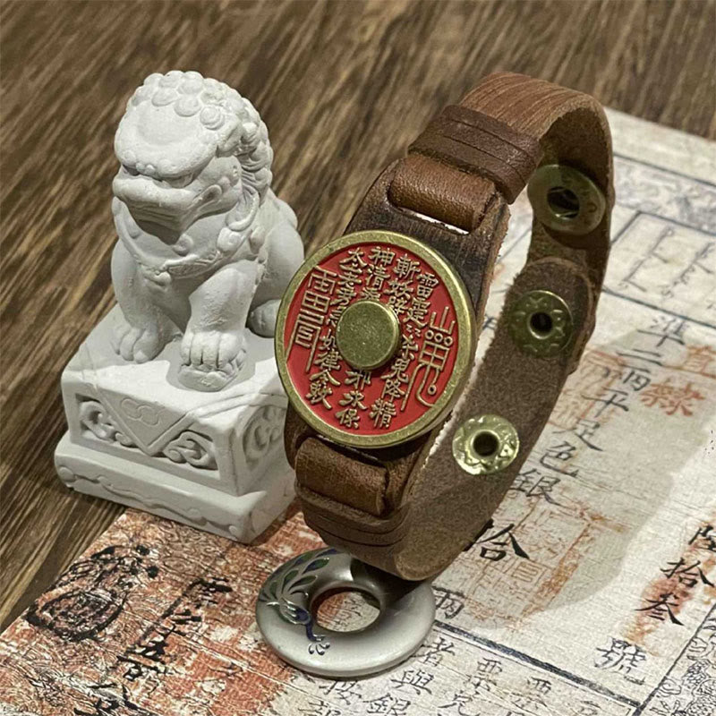 Buddha Stones Zinnober Berggeister Geld ausgeben Segen Leder Uhrenarmband  - image 1