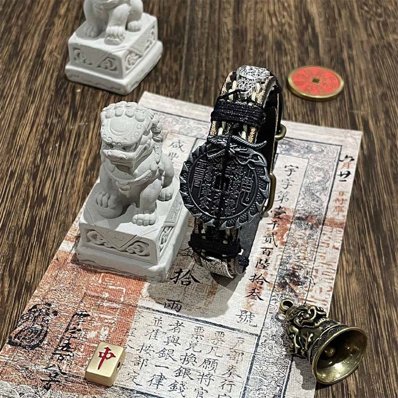 Buddha Stones , Drache, Pixiu, Berggeister, Geld ausgeben, Glück, Lederarmband  - Berggeister geben Geld aus & Drache (Handgelenkumfang: 15–18 cm) - image 0