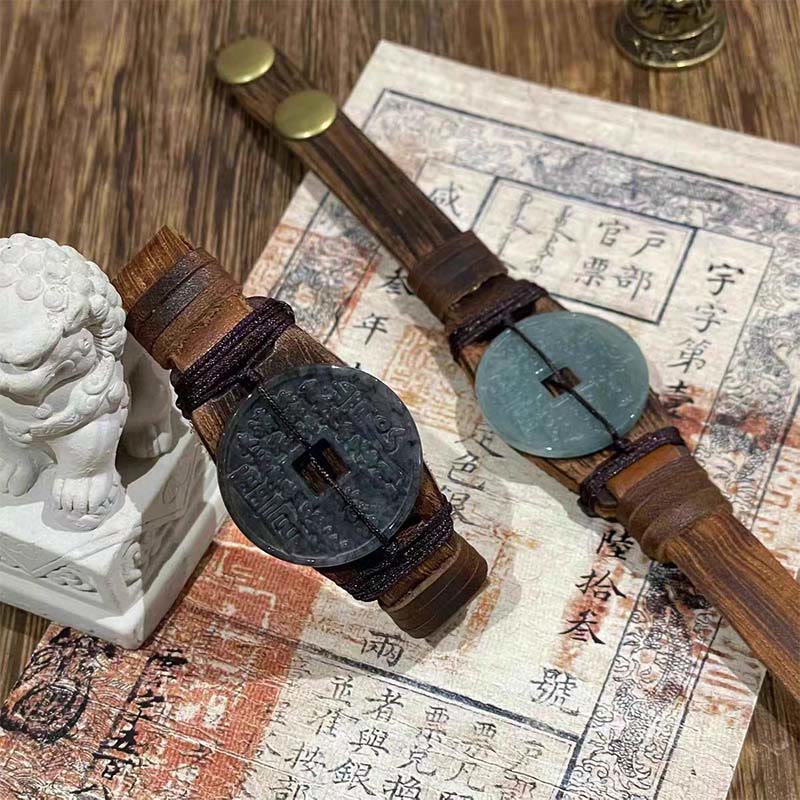 Buddha Stones, Jade, Berggeister, Geld ausgeben, Wohlstand, Lederarmband  - image 4