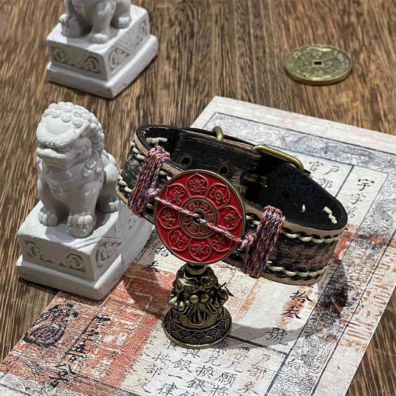 Buddha Stones ​​Zinnober Lotus Om Mani Padme Hum Segen Leder Uhrenarmband  - image 1