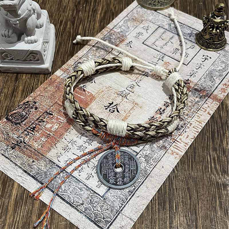Buddha Stones Mehrschichtiges Berggeister-Armband mit buntem geflochtenem Seil  - Graue Berggeister geben Geld aus (Handgelenkumfang: 15–19 cm) - image 3