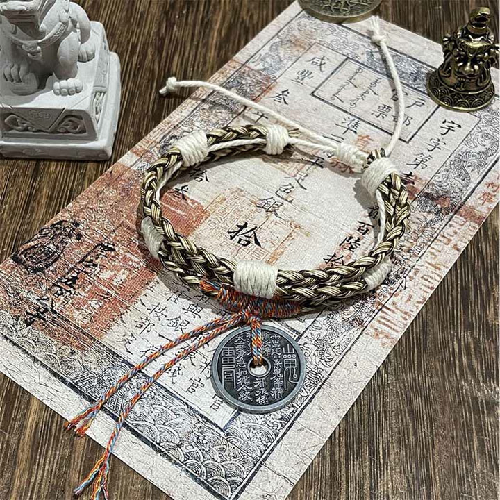 Buddha Stones Mehrschichtiges Berggeister-Armband mit buntem geflochtenem Seil  - Graue Berggeister geben Geld aus (Handgelenkumfang: 15–19 cm) - image 3