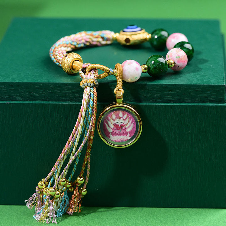 Buddha Stones Tibet Evil Eye Nine Tailed Fox Thangka Halten Sie böse Geister fern String Armband - image 3