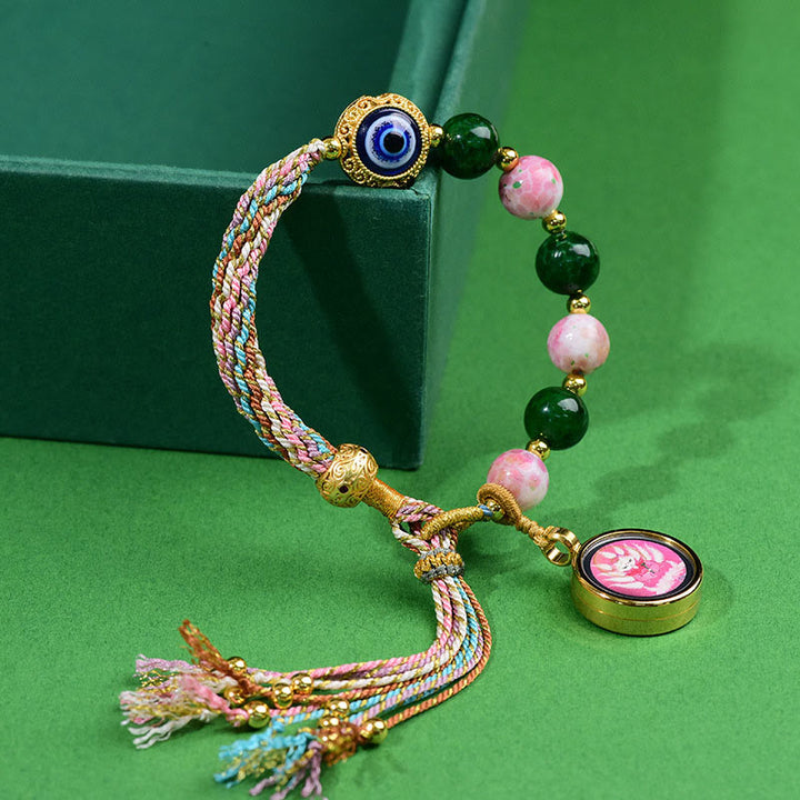 Buddha Stones Tibet Evil Eye Nine Tailed Fox Thangka Halten Sie böse Geister fern String Armband - Thangka mit neunschwänzigem Fuchs (Handgelenkumfang: 15–23 cm) - image 0