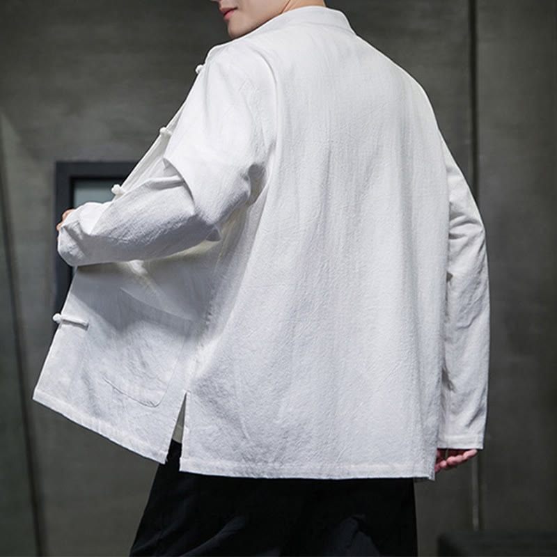 Buddha Stones Einfarbiger Tang-Anzug aus Baumwolle und Leinen mit Froschknöpfen und Taschen - image 44