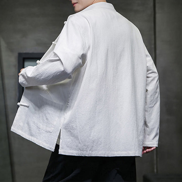 Buddha Stones Einfarbiger Tang-Anzug aus Baumwolle und Leinen mit Froschknöpfen und Taschen - image 44