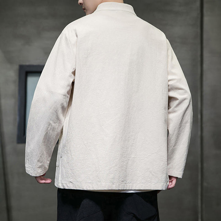 Buddha Stones Einfarbiger Tang-Anzug aus Baumwolle und Leinen mit Froschknöpfen und Taschen - image 18