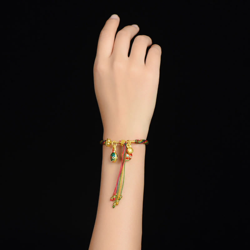 Buddha Stones Tibet Gold Swallowing Beast Family Luck Knot Braid Buntes String-Armband - image 3