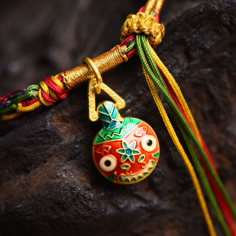 Buddha Stones Tibet Gold Swallowing Beast Family Luck Knot Braid Buntes String-Armband - image 8