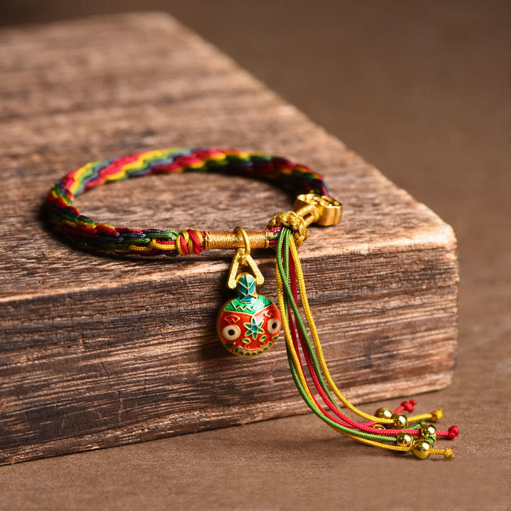 Buddha Stones Tibet Gold Swallowing Beast Family Luck Knot Braid Buntes String-Armband - Goldverschluckende Tiermutter (Handgelenkumfang: 15–23 cm) - image 7