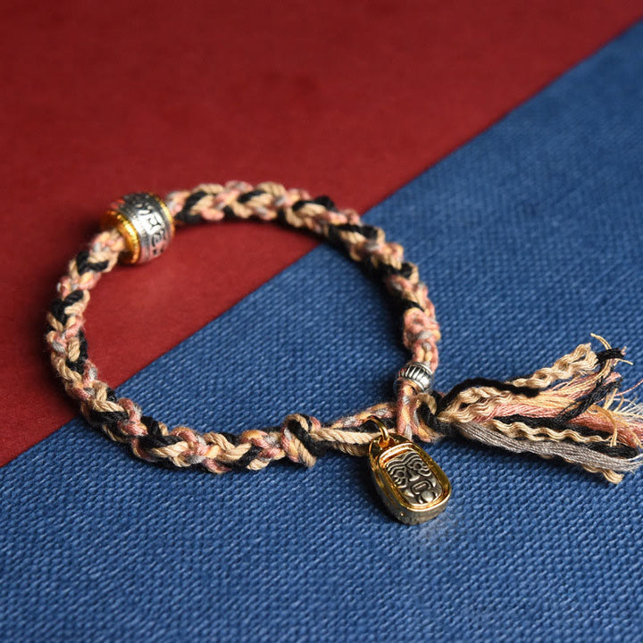 Buddha Stones ​​Tibet Om Mani Padme Hum Geschnitzte Zakiram Fokus Seil Armband - image 5