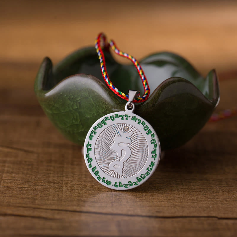 Buddha Stones ​​Bodhisattva Tara Titan Stahl Glaube farbige Seil Halskette Anhänger - Bodhisattva Tara - image 0