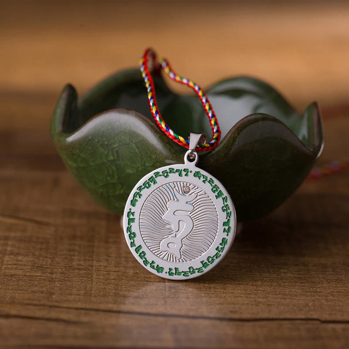 Buddha Stones ​​Bodhisattva Tara Titan Stahl Glaube farbige Seil Halskette Anhänger - Bodhisattva Tara - image 0