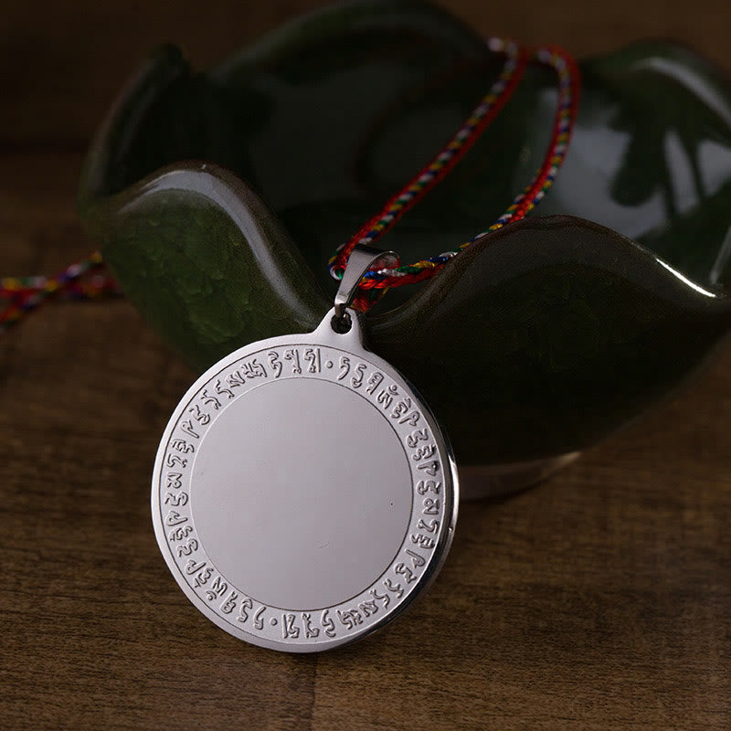 Buddha Stones, blau, Medizin-Buddha, Herz-Mantra, Titanstahl, Glaube, farbiges Seil, Halskettenanhänger - image 9
