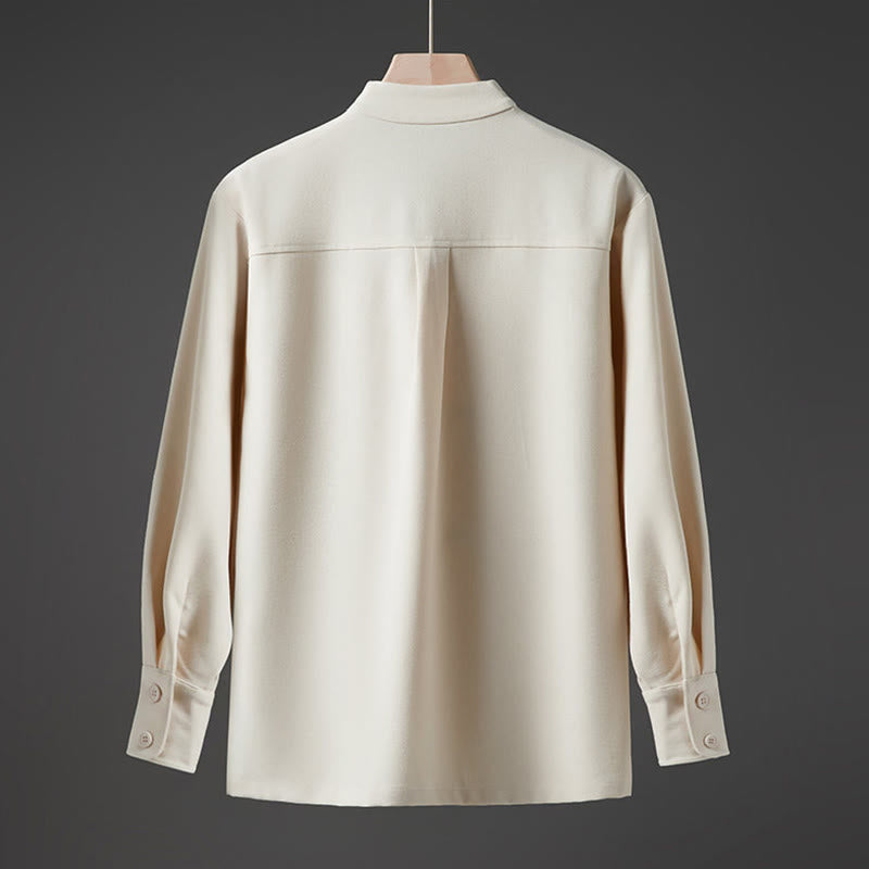 Buddha Stones Solid Fall Langarm Versteckter Halbknopf Design Herrenhemden - image 1