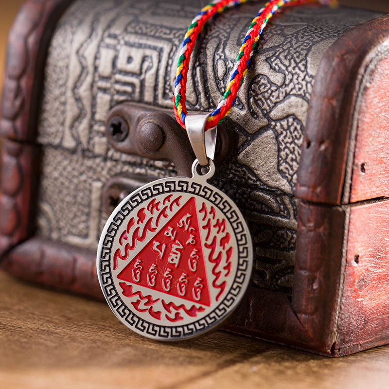 Buddha Stones Om Hum Sanskrit Titan Stahl Glück farbige Seil Halskette Anhänger - image 9