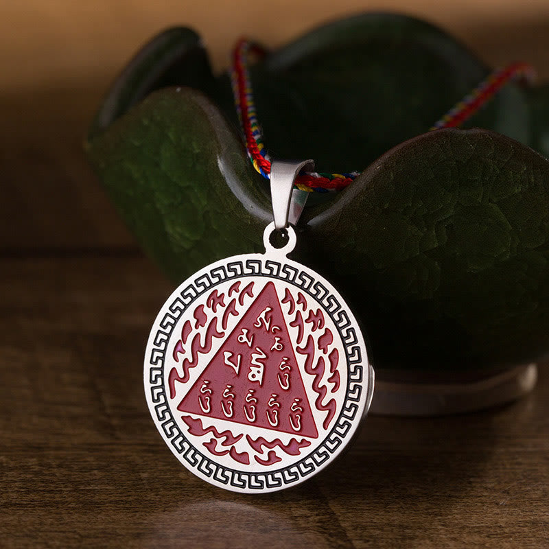 Buddha Stones Om Hum Sanskrit Titan Stahl Glück farbige Seil Halskette Anhänger - image 10