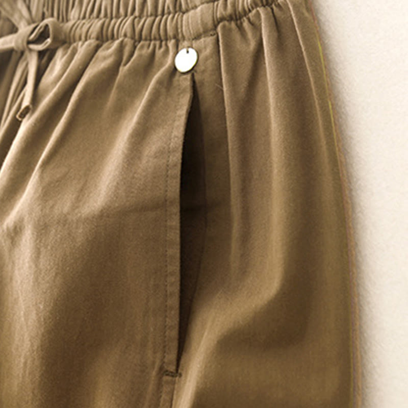 Buddha Stones Damen Haremshose aus Baumwolle mit Taschen, einfarbig, Länge 7–8 - image 2